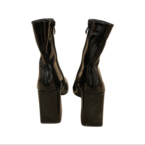 BOOHOO Black Patent Heeled Boots (fits like an 8) - Picture 2 of 6